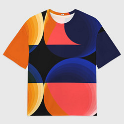 Мужская футболка оверсайз Абстрактные круги и полупрозрачные фигуры