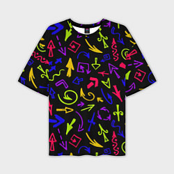 Мужская футболка оверсайз Паттерн из разноцветных стрелочек