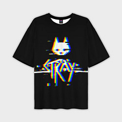 Мужская футболка оверсайз Stray glitch logo