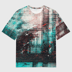 Мужская футболка оверсайз Абстрактные силуэты и тени с красками, царапинами