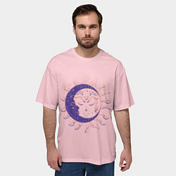 Футболка оверсайз мужская Спящие солнце и месяц в стиле модерн, цвет: 3D-принт — фото 2