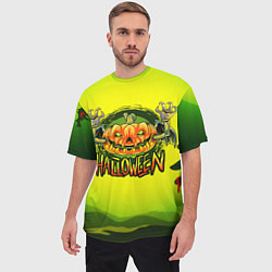 Футболка оверсайз мужская Тыква - зомби хэллоуин, цвет: 3D-принт — фото 2