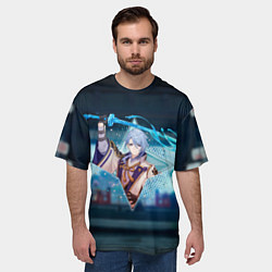 Футболка оверсайз мужская Аято Камисато в примогеме, цвет: 3D-принт — фото 2
