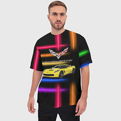 Футболка оверсайз мужская Chevrolet Corvette - гоночная команда - Motorsport, цвет: 3D-принт — фото 2