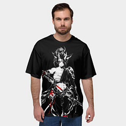 Футболка оверсайз мужская Кибер девушка самурай, цвет: 3D-принт — фото 2