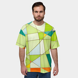 Футболка оверсайз мужская Абстрактный салатовый стеклянный паттерн, цвет: 3D-принт — фото 2