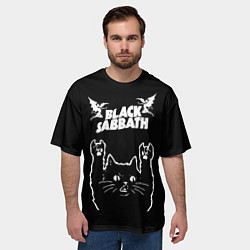 Футболка оверсайз мужская Black Sabbath рок кот, цвет: 3D-принт — фото 2