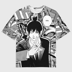 Футболка оверсайз мужская Аки Человек Бензопила, цвет: 3D-принт