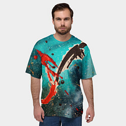 Футболка оверсайз мужская Голубой туман и брызки красок, цвет: 3D-принт — фото 2