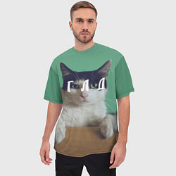 Футболка оверсайз мужская Мем с котом - голод, цвет: 3D-принт — фото 2