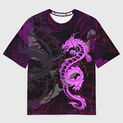 Футболка оверсайз мужская Неоновый дракон purple dragon, цвет: 3D-принт