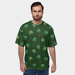 Футболка оверсайз мужская Minecraft - зеленые лица, цвет: 3D-принт — фото 2