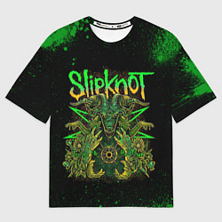 Футболка оверсайз мужская Slipknot green satan, цвет: 3D-принт