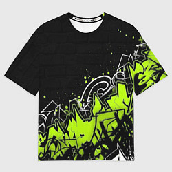 Футболка оверсайз мужская Яркое граффити на черной стене, цвет: 3D-принт