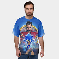Футболка оверсайз мужская Соник и доктор Эггман, цвет: 3D-принт — фото 2