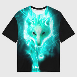 Футболка оверсайз мужская Неоновый волк, цвет: 3D-принт