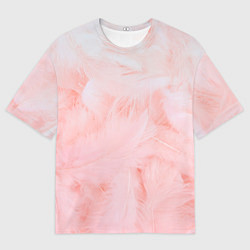 Футболка оверсайз мужская Aesthetic visual art pink feathers, цвет: 3D-принт