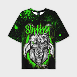 Футболка оверсайз мужская Slipknot зеленый козел, цвет: 3D-принт