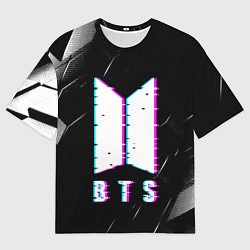 Мужская футболка оверсайз BTS - Неоновый логотип