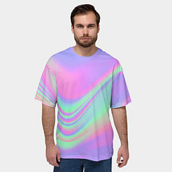 Футболка оверсайз мужская Цветные волны, цвет: 3D-принт — фото 2