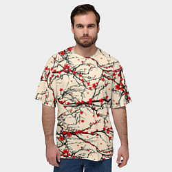 Футболка оверсайз мужская Sakura flowers, цвет: 3D-принт — фото 2