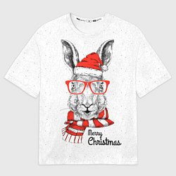 Футболка оверсайз мужская Santa Rabbit Merry Christmas!, цвет: 3D-принт