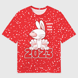 Футболка оверсайз мужская Happy new year, 2023 год кролика, цвет: 3D-принт