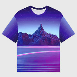 Футболка оверсайз мужская Neon mountains - Vaporwave, цвет: 3D-принт