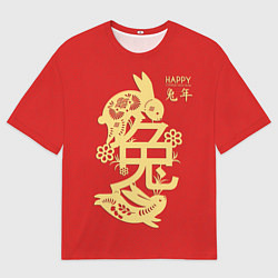 Футболка оверсайз мужская Red rabbits, happy chinese new year, цвет: 3D-принт