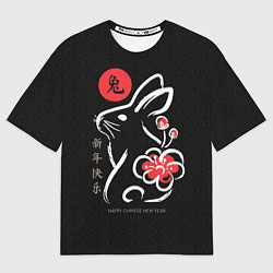 Футболка оверсайз мужская Rabbit with flower, chinese new year, цвет: 3D-принт