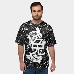 Футболка оверсайз мужская Happy chinese new year, black bunnies, цвет: 3D-принт — фото 2