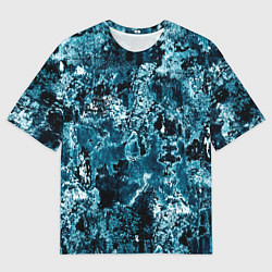 Мужская футболка оверсайз Гранж - абстрактные синие разводы