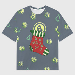 Мужская футболка оверсайз Christmas funny bitcoin