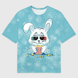 Футболка оверсайз мужская Кролик кушает попкорн, цвет: 3D-принт