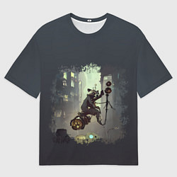 Футболка оверсайз мужская Енот на ракете, цвет: 3D-принт