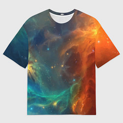 Мужская футболка оверсайз Столкновение двух космических галактик