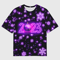 Футболка оверсайз мужская Новый 2023 год в неоне, цвет: 3D-принт