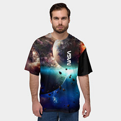 Футболка оверсайз мужская За секунду до столкновения планеты с космическим о, цвет: 3D-принт — фото 2