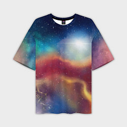Мужская футболка оверсайз Многогранное космическое пространство - яркая звез
