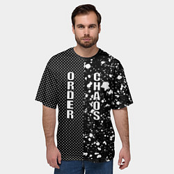 Футболка оверсайз мужская Порядок и хаос на гранжевом фоне из точек и клякс, цвет: 3D-принт — фото 2