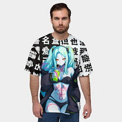 Футболка оверсайз мужская Просто Ребекка - Киберпанк аниме, цвет: 3D-принт — фото 2