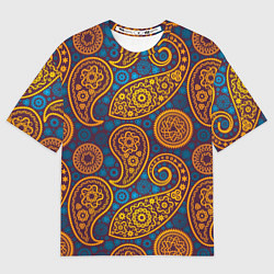 Футболка оверсайз мужская Узор Пейсли - индийский орнамент, цвет: 3D-принт