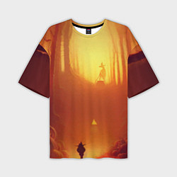 Мужская футболка оверсайз Темная ведьма колдует в жутком лесу