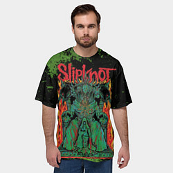 Футболка оверсайз мужская Slipknot green satan, цвет: 3D-принт — фото 2