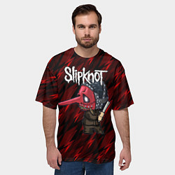 Футболка оверсайз мужская Slipknot красные молнии, цвет: 3D-принт — фото 2