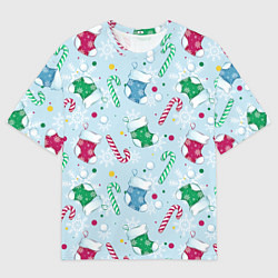 Мужская футболка оверсайз Новогодний паттерн