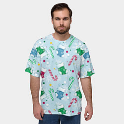 Футболка оверсайз мужская Новогодний паттерн, цвет: 3D-принт — фото 2