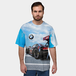 Футболка оверсайз мужская BMW racing team - Motorsport - M Performance, цвет: 3D-принт — фото 2