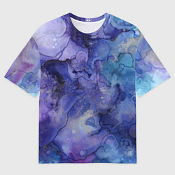 Мужская футболка оверсайз Акварельная абстракция в синих тонах