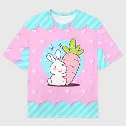Футболка оверсайз мужская Милый зайчик с морковкой, цвет: 3D-принт